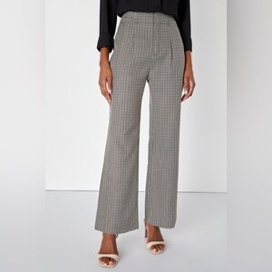 LULUS | Enhanced Aesthetic Black and Brown Plaid Straight Leg Pants
